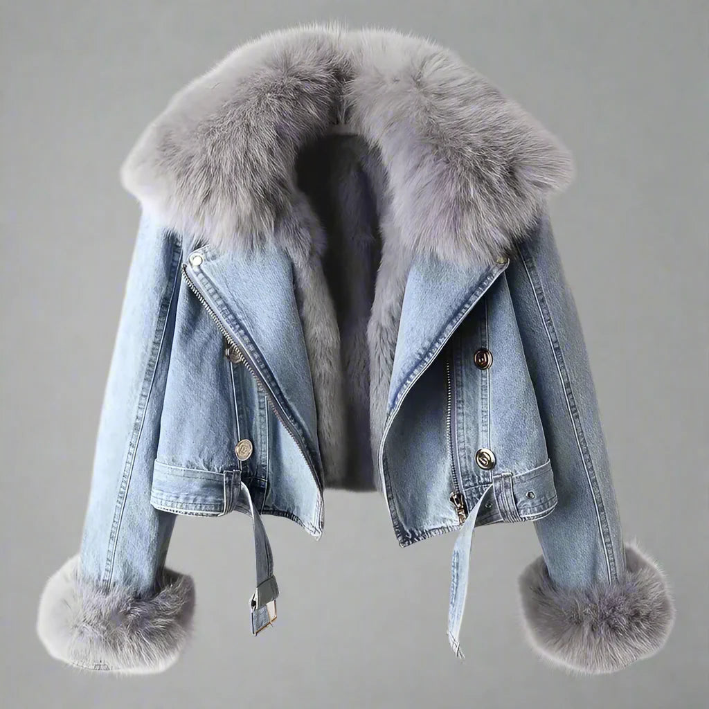 Veste en jean monroe en fourrure