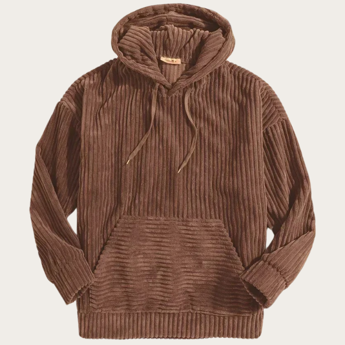 Sweat à capuche en velours côtelé en bois