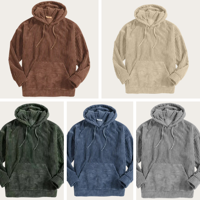 Sweat à capuche en velours côtelé en bois
