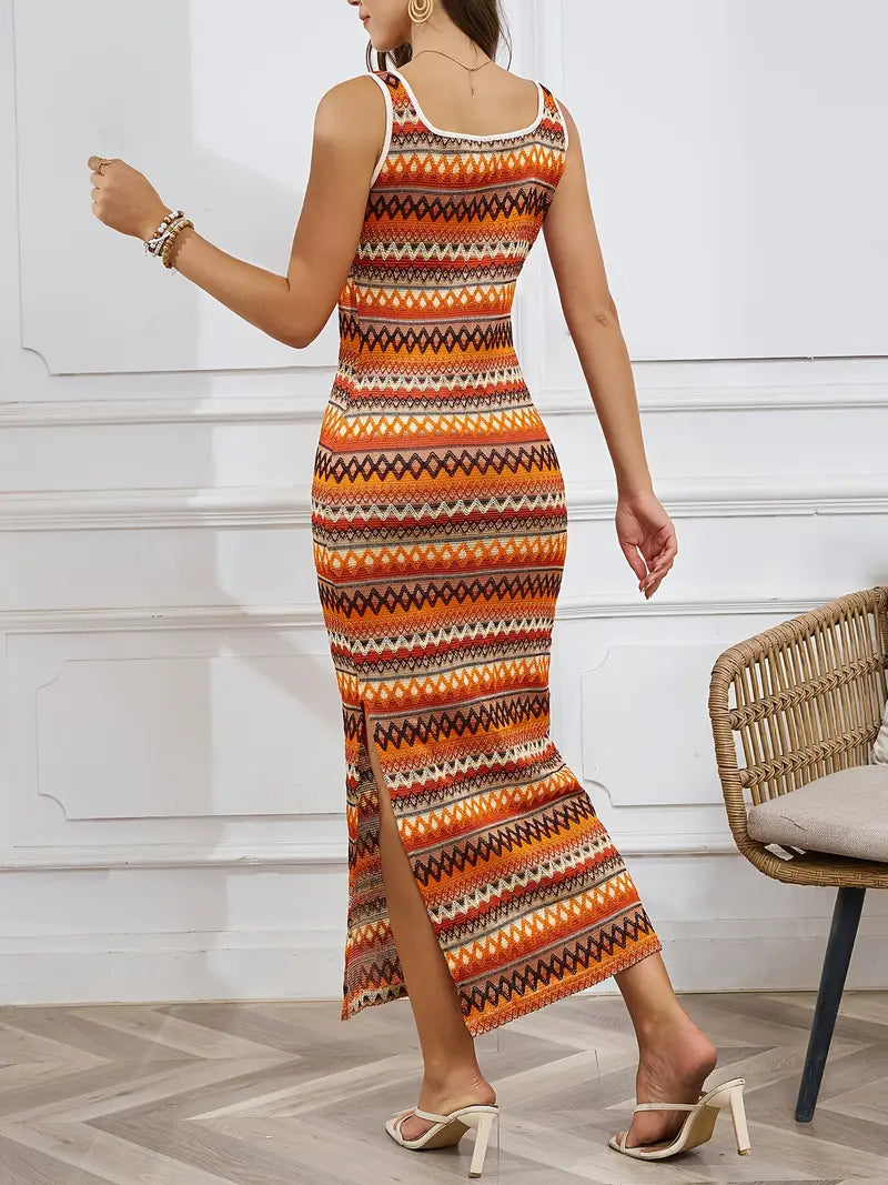 Robe maxi à rayures à rayures