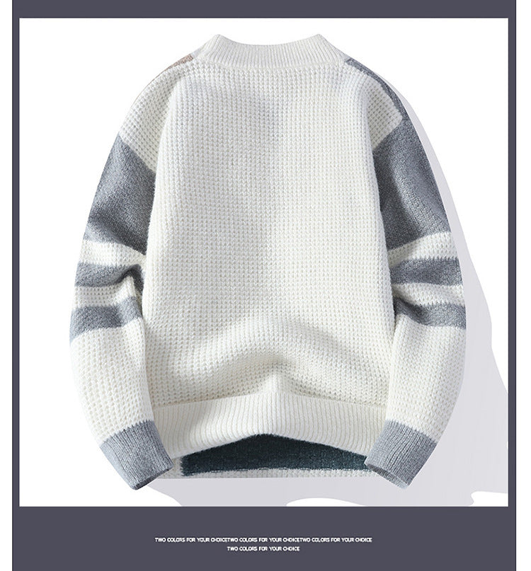 Sweater Men's Fleece-lined Thickened Knitting Bottoming Shirt