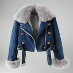 Veste en jean monroe en fourrure