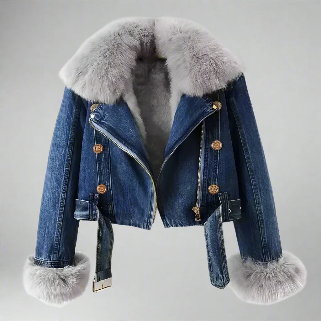 Veste en jean monroe en fourrure