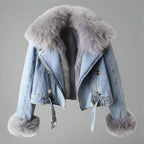 Veste en jean monroe en fourrure