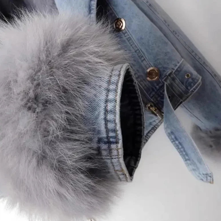 Veste en jean monroe en fourrure