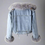 Veste en jean monroe en fourrure