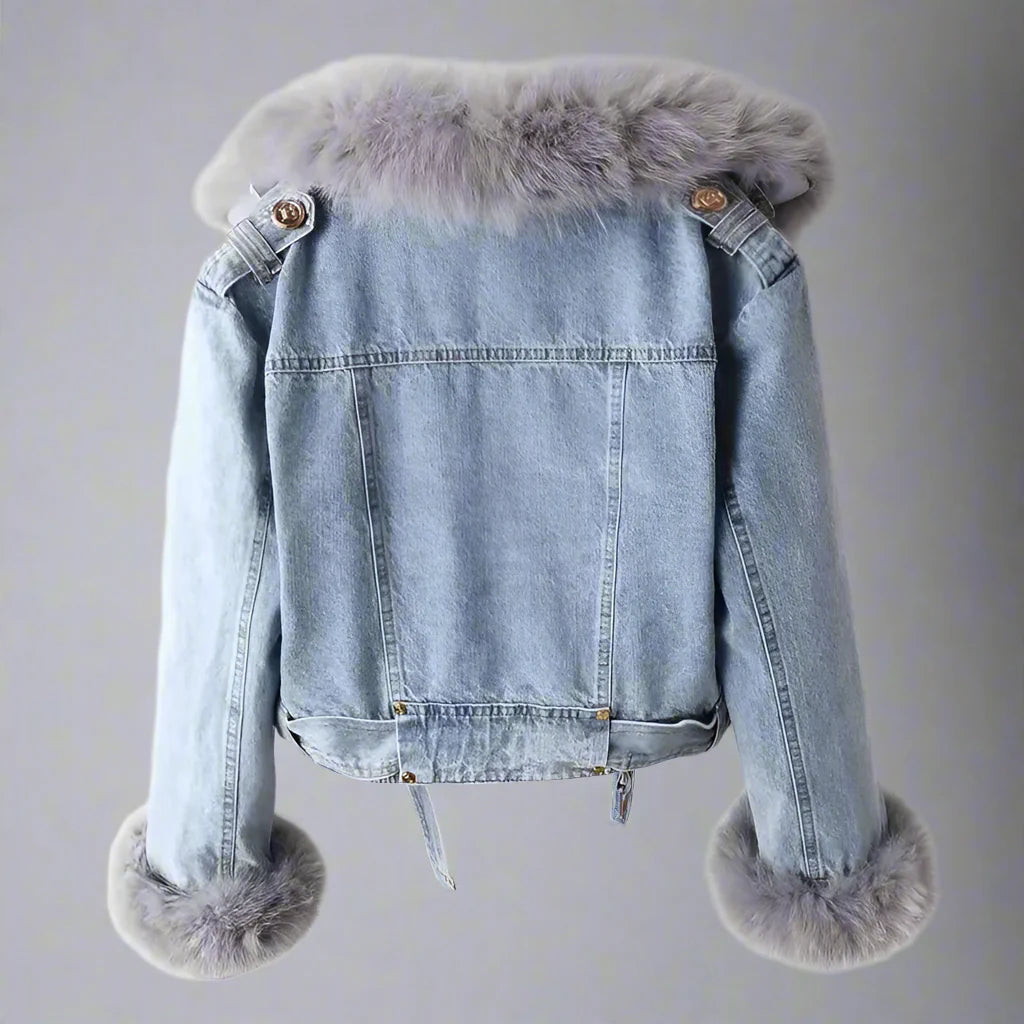 Veste en jean monroe en fourrure