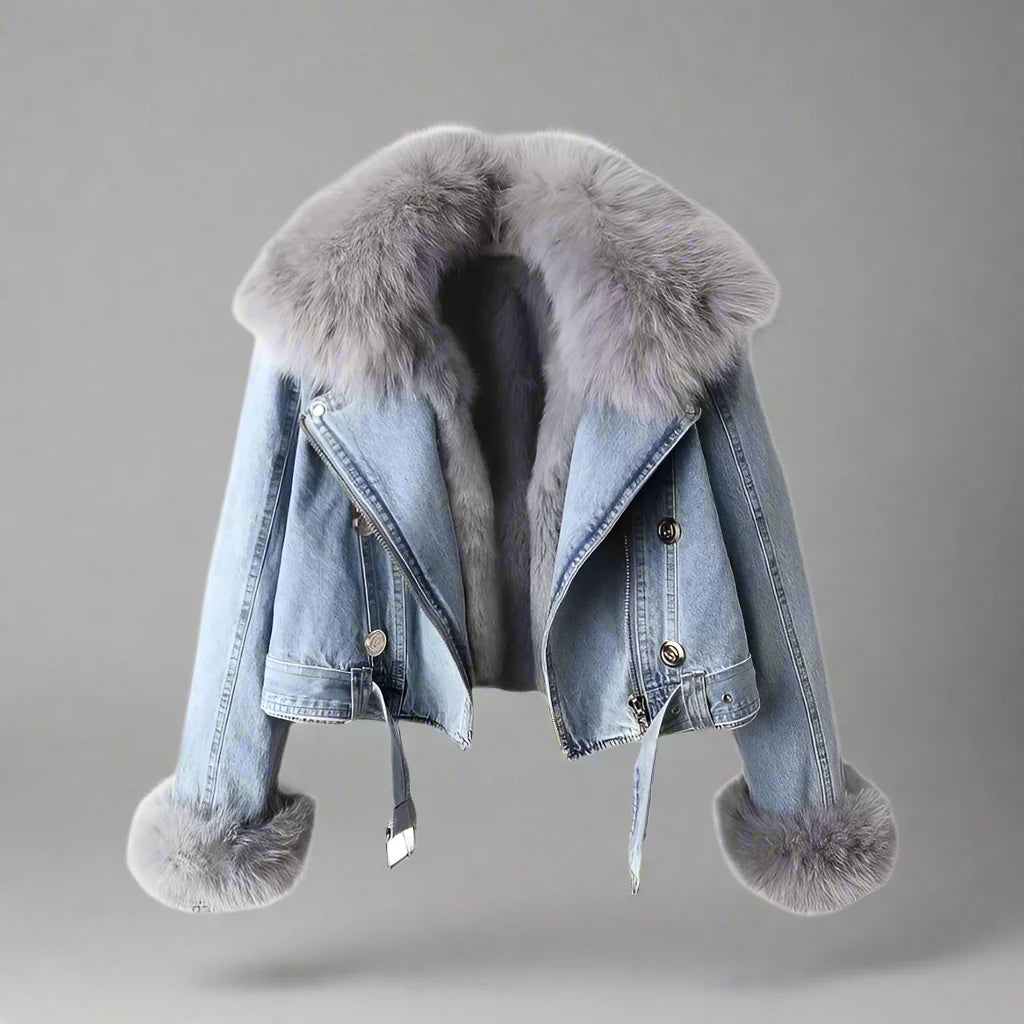 Veste en jean monroe en fourrure