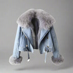 Veste en jean monroe en fourrure