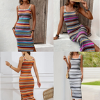 Robe maxi à rayures à rayures