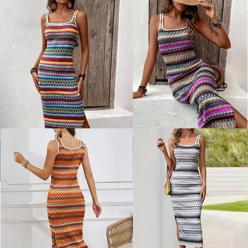 Robe maxi à rayures à rayures
