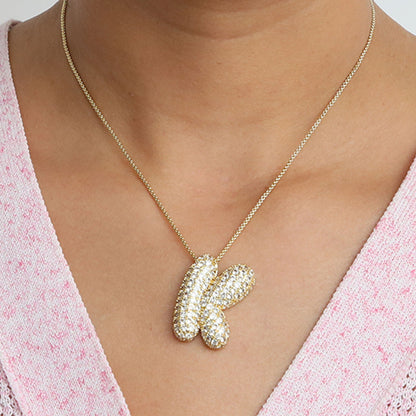 Bubble Initial Diamond Necklace