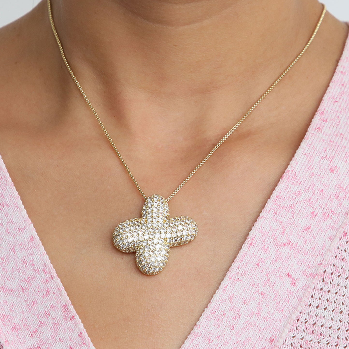 Bubble Initial Diamond Necklace