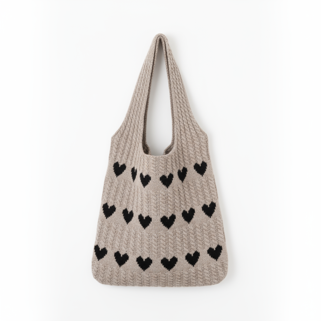 Sac fourre-tout du coeur tricoté