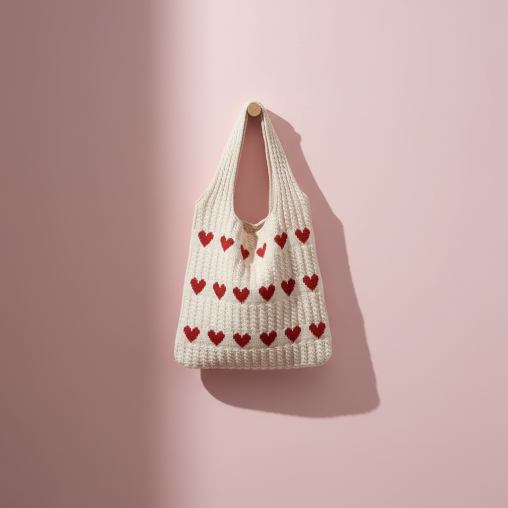 Sac fourre-tout du coeur tricoté