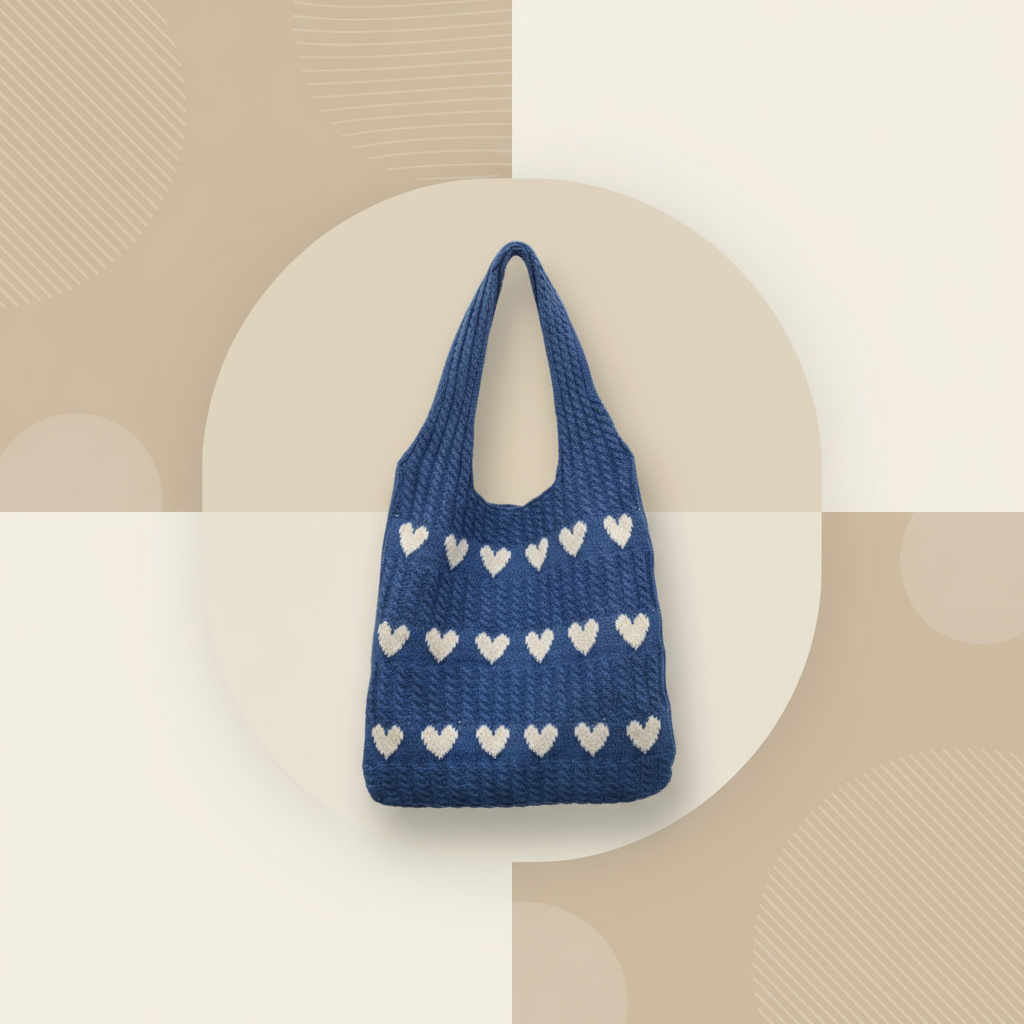 Sac fourre-tout du coeur tricoté