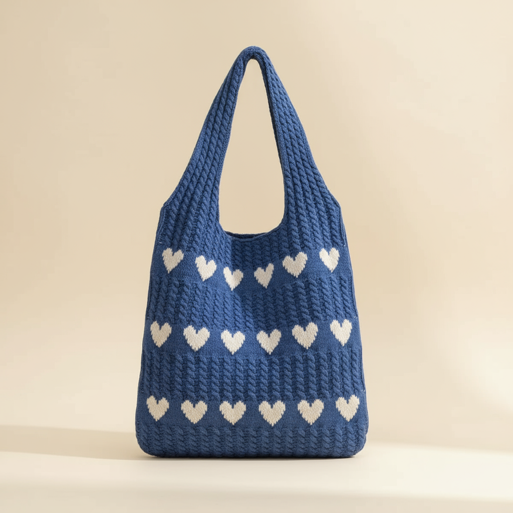 Sac fourre-tout du coeur tricoté